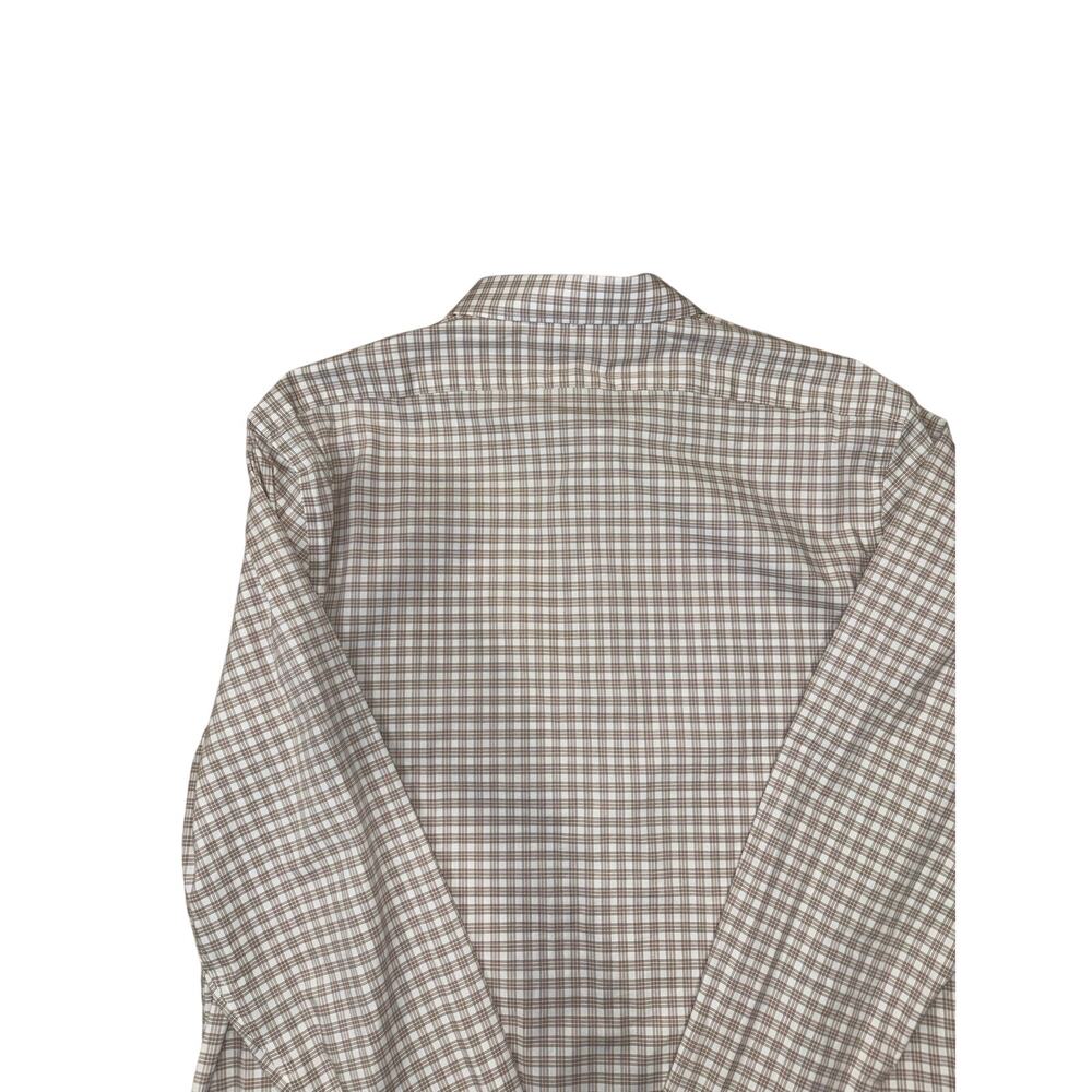 Banana Republic Slim Fit Wrinkle Resistant Dress Shirt XL Tall Beige Plaid - Picture 11 of 16